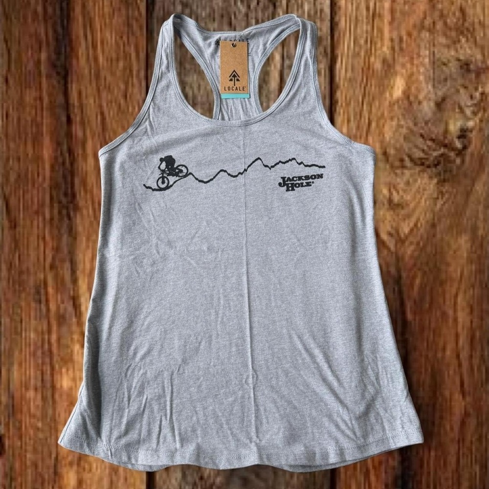 Locale Jackson Hole Womens Mountain Bike Racerback Tank Top Gray Size L NWT